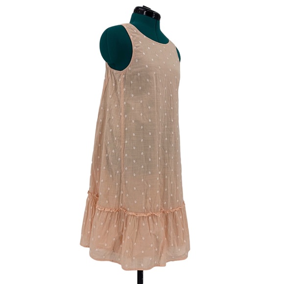 Loft Peach Embroidered Polka Dot Boho Tie Back Flounce Dress, XS - Picture 12 of 16